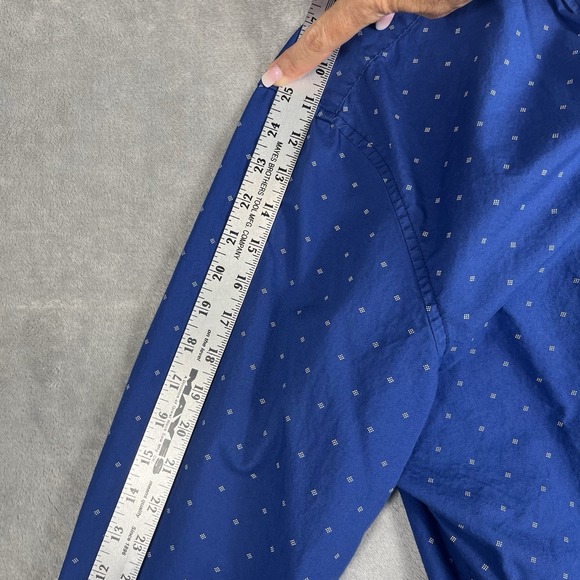 American Eagle Button Down LS Shirt Mens XL Blue w/Wht Diamond Print Classic Fit - Picture 12 of 14